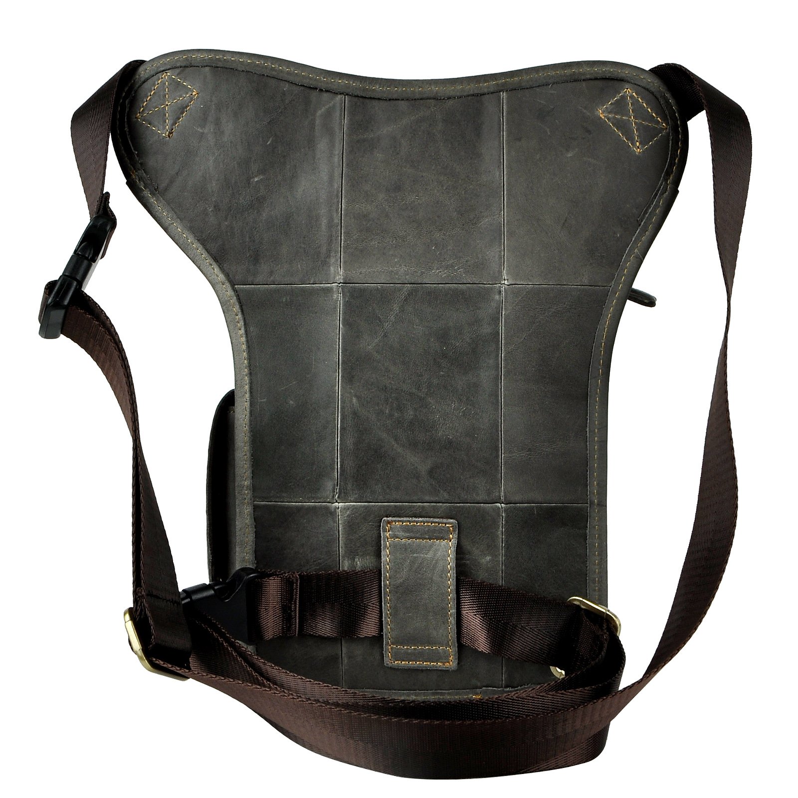 Le'aokuu Herren Echtes Leder Tasche Beinbeutel Beintasche Außenbeintasche Hüfttasche Drop Leg Thigh Bag Motorrad Tactical Messenger Bag 3106