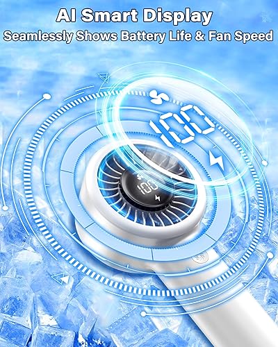 Miniatura 4 de Ventilador turbo de mano, mini ventilador personal portátil de alta velocidad recargable, refrigeración de 5 velocidades, pantalla LED funciona con