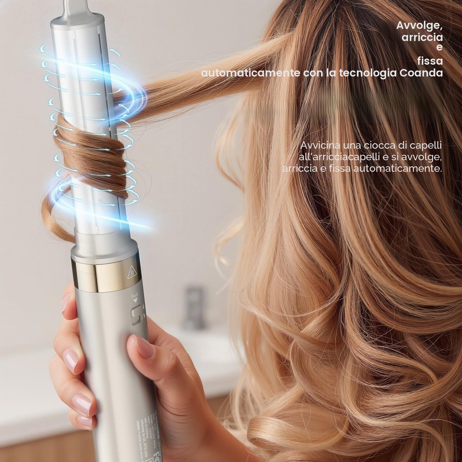 MESCOMB Hair Styler 5 in 1 & Spazzola Asciugacapelli, Asciugatura Rapida, Arricciacapelli Automatico, Crea Ricci, Volume e Lisciatura, Nessun Danno Termico con Ricci per Fare Regali