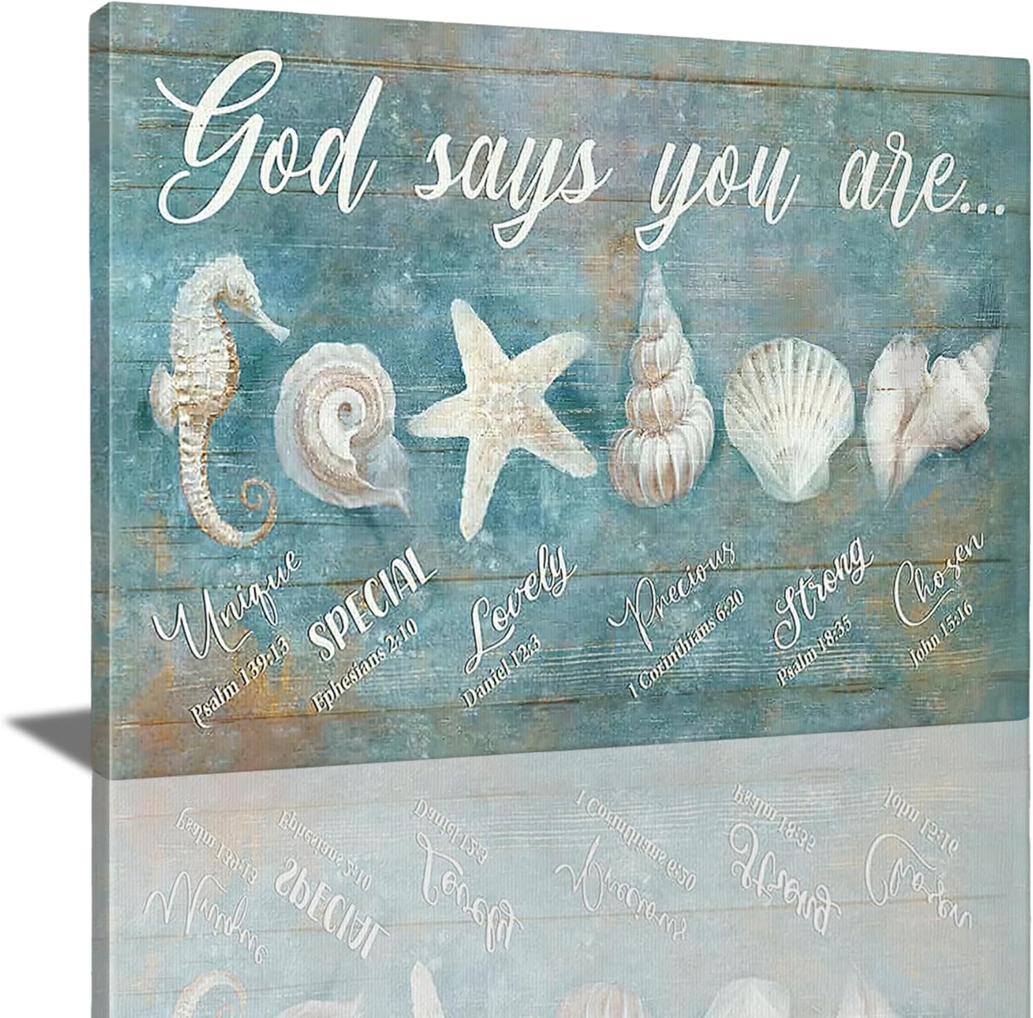 jerkboo Ocean Seashell Decor Wall Art Coastal Beach Nautical Pictures, Starfish Seashell Canvas Prints Painting Modern Framed Artwork for Bathroom Bedroom Living Room Home 16"x24"