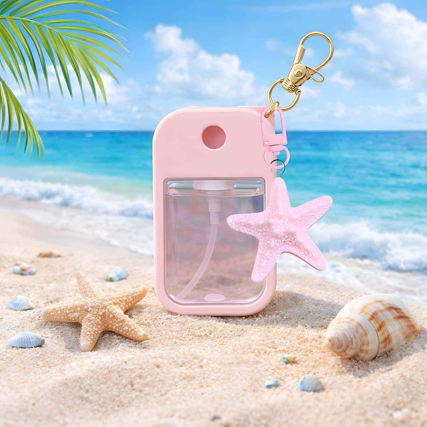 Hand Sanitizer Case with Starfish Pendant, Silicone Protective Sleeve compatible with Touchland Power Mist