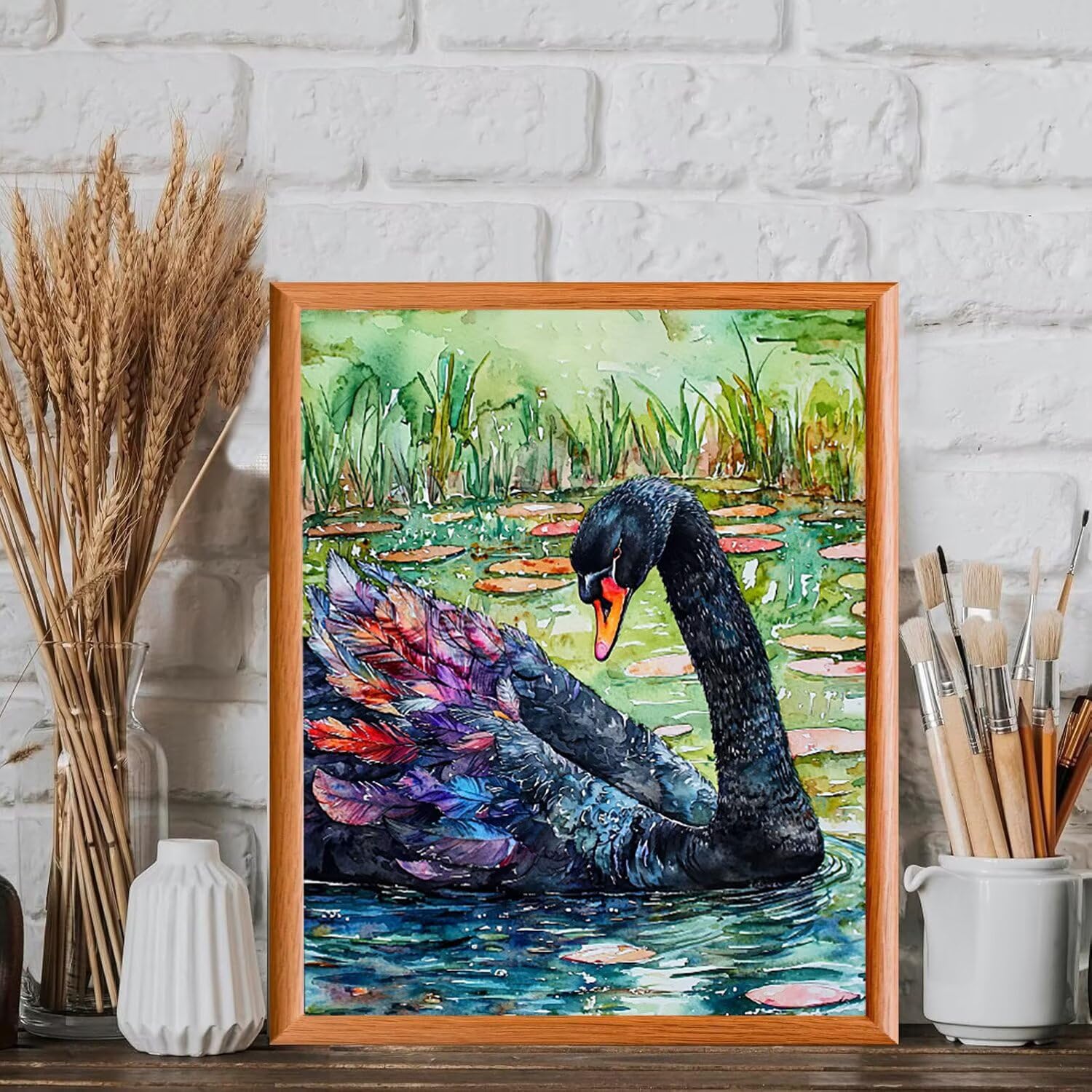 WEISHIWE Cigno nero Dipingere con i Numeri per Adulti, 70x90cm a-340 | Paint by Numbers Kit con Pennelli e Acrilico Pigmento, Fai da te Olio La Pittura di Numeri Kit, Decora la Casa, senza Cornice
