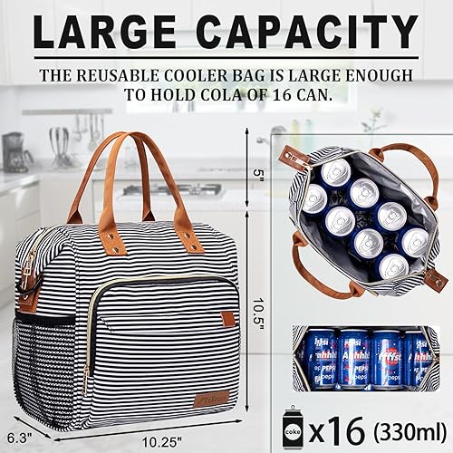 Miniatura 3 de Lonchera aislada para mujeres y hombres, lonchera a prueba de fugas para adultos para el trabajo, bolsa de almuerzo reutilizable