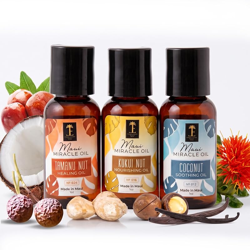 Island Essence Conjunto com 3 óleos corporais Kukui, Tamanu e Coco, 30 mL cada