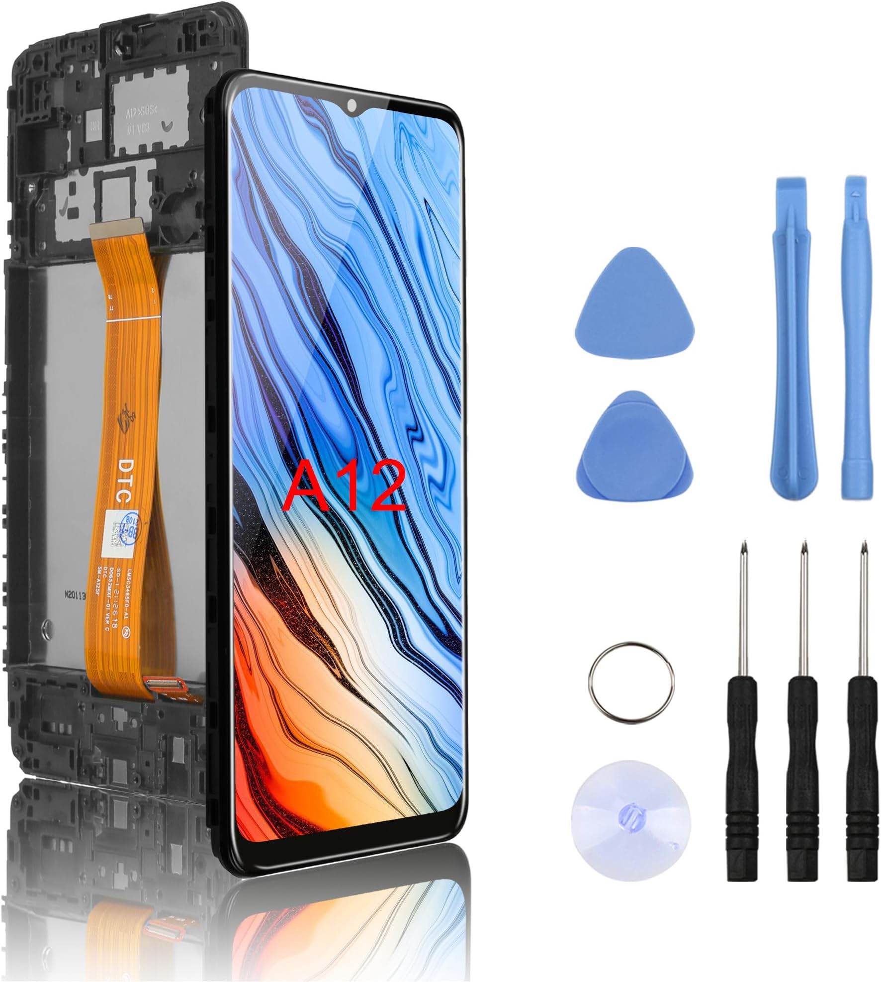 Yodoit for Samsung Galaxy A12 Screen Replacement Kit LCD SM-A125F, SM-A125M, SM-A125N Digitizer Display Assembly 6.5" Touch Screen Glass with Frame