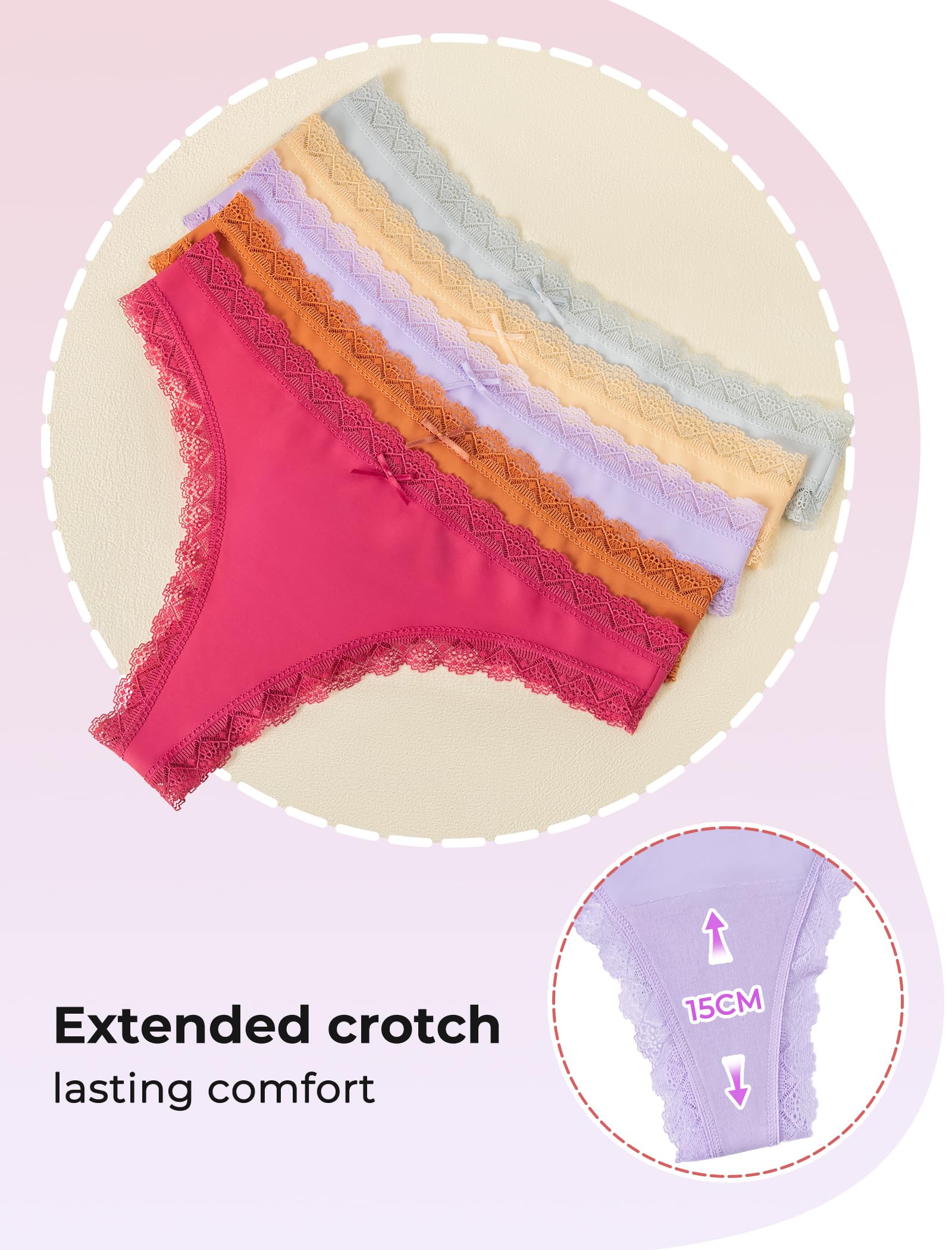Voenxe Majtki Damskie Stringi Damska Bezszwowe,Seamless Underwear Wielopak | 5 Pack Koronkowe Women Thong Panties,Sportowe Brazylijskie Dla Kobiet,Oddychające Rozciągliwe Damskiej,Biegania
