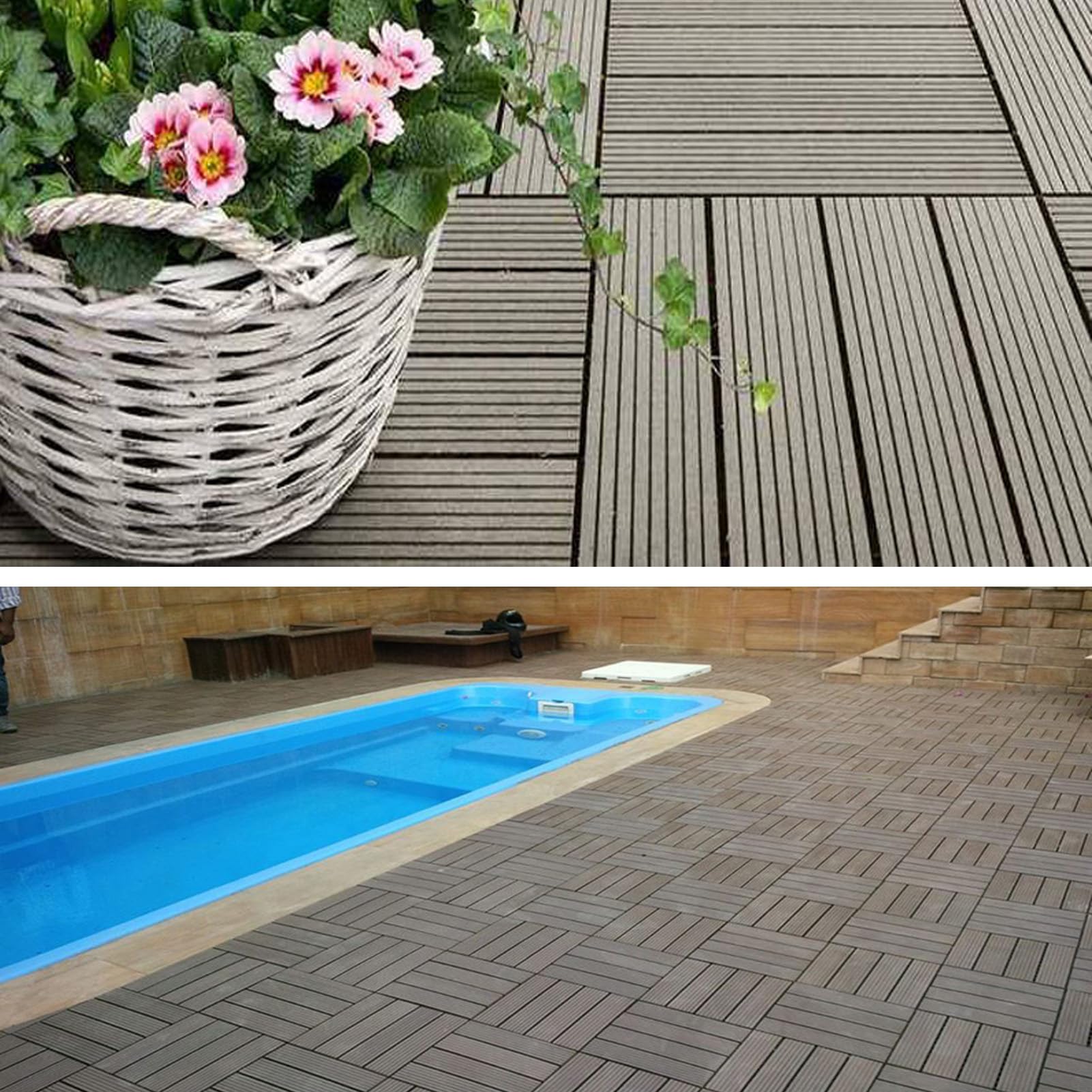 Azulejos de cubierta entrelazados madera acacia