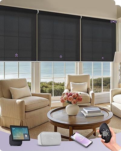 Miniatura 21 de Graywind - Cortinas solares motorizadas compatibles con Alexa, Google, WiFi, casa inteligente, control remoto, persianas eléctricas con filtro