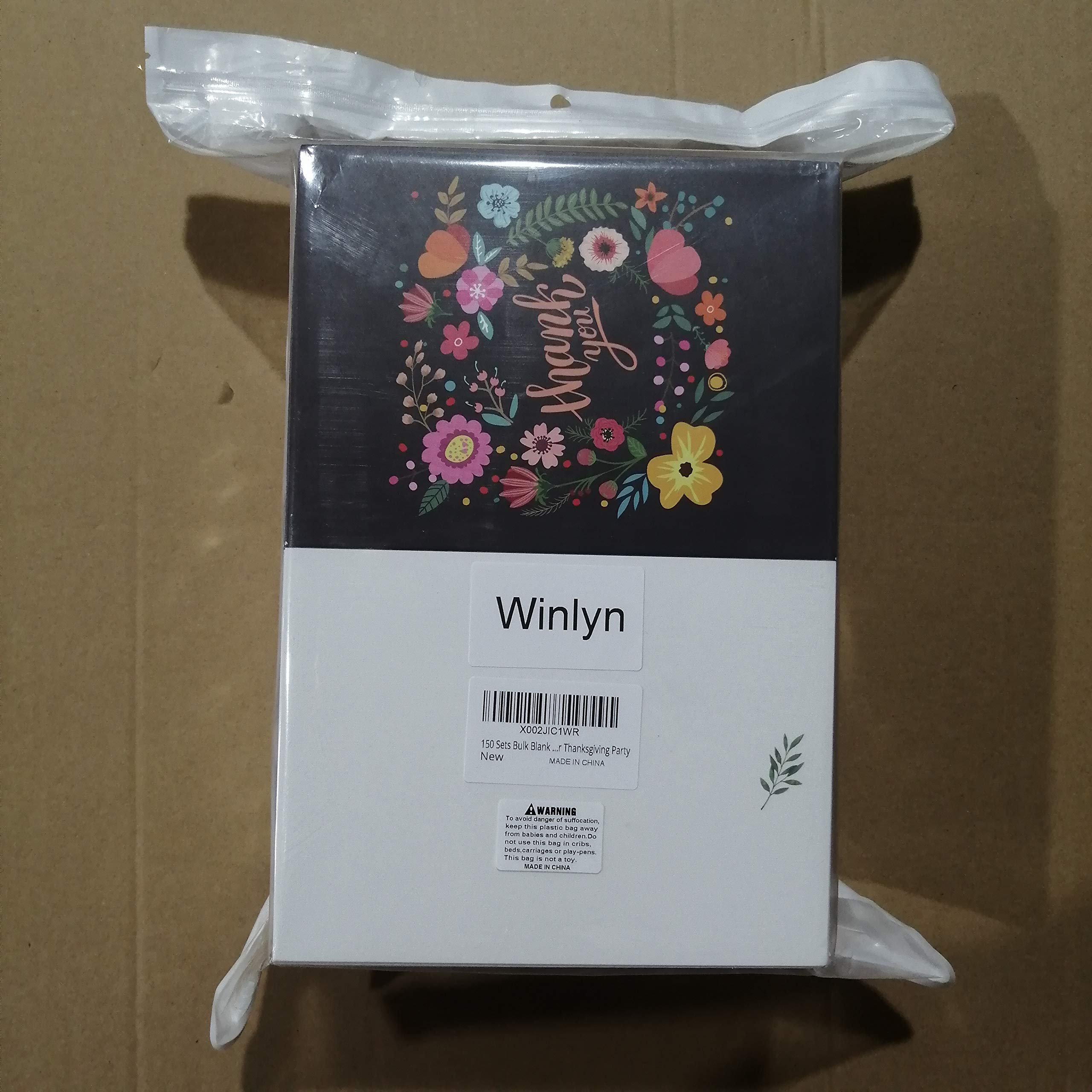 Lot de 150 cartes de remerciement vierges en vrac avec enveloppes Assortiment de 6 motifs de calligraphie florale aquarelle Cartes de vœux de remerciement Cartes de remerciement Pour mariage,