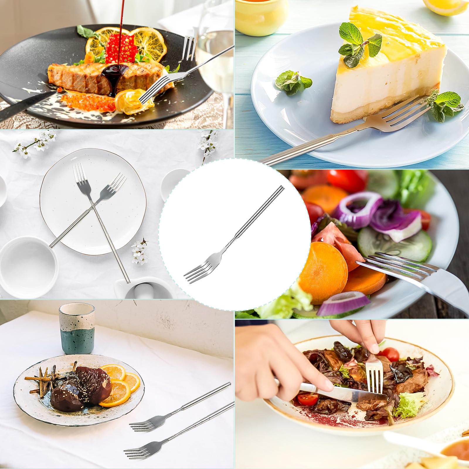 ZWIN Extendable Fork 8.7-25.4 Inch Stainless Steel Telescopic Extension Extended Fork Long Prank Dinner BBQ Fruit Dessert — Amazon image 6