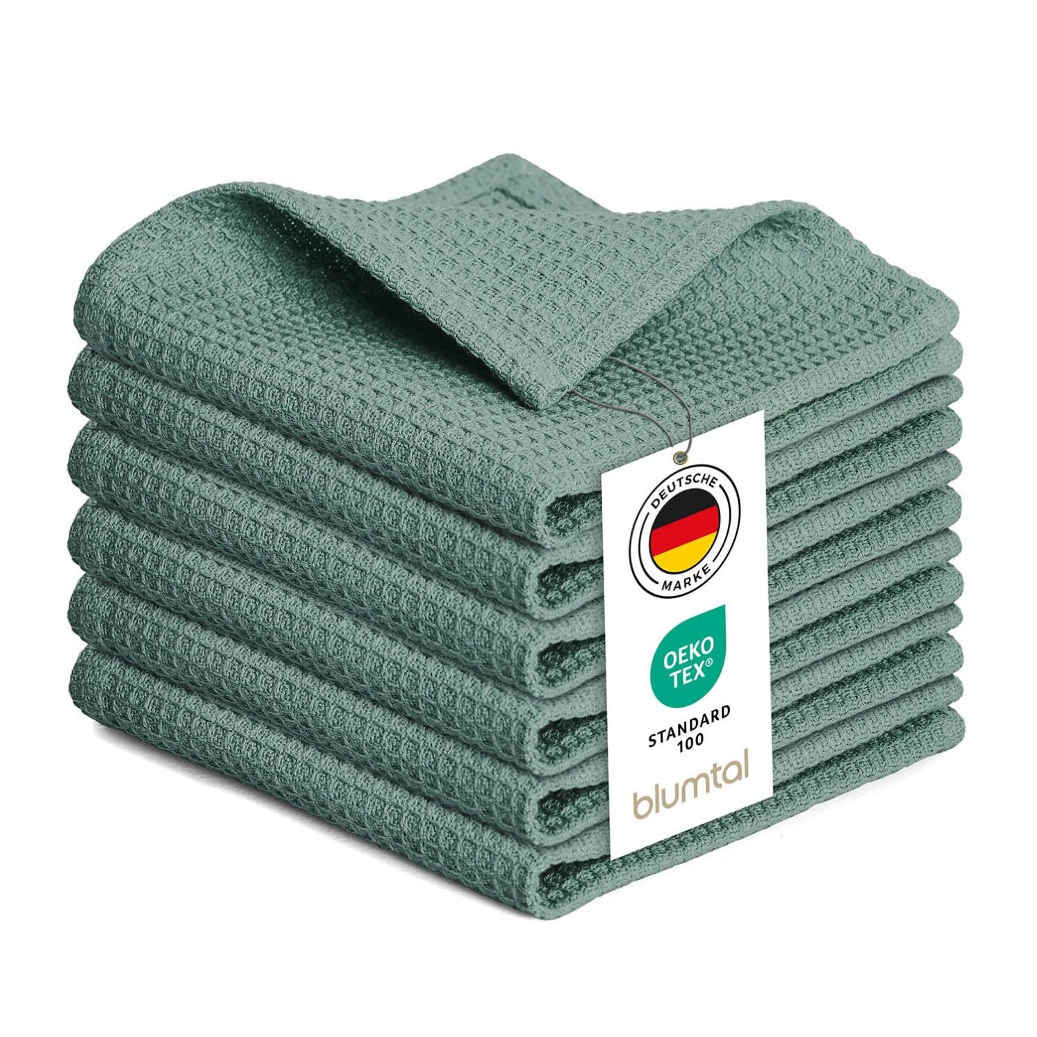Blumtal® Geschirrtücher 30x30 cm im 6er Set - 100% Baumwolle, Küchentücher waschbar bis 60 °C - Grüne Geschirrtücher/Spültücher
