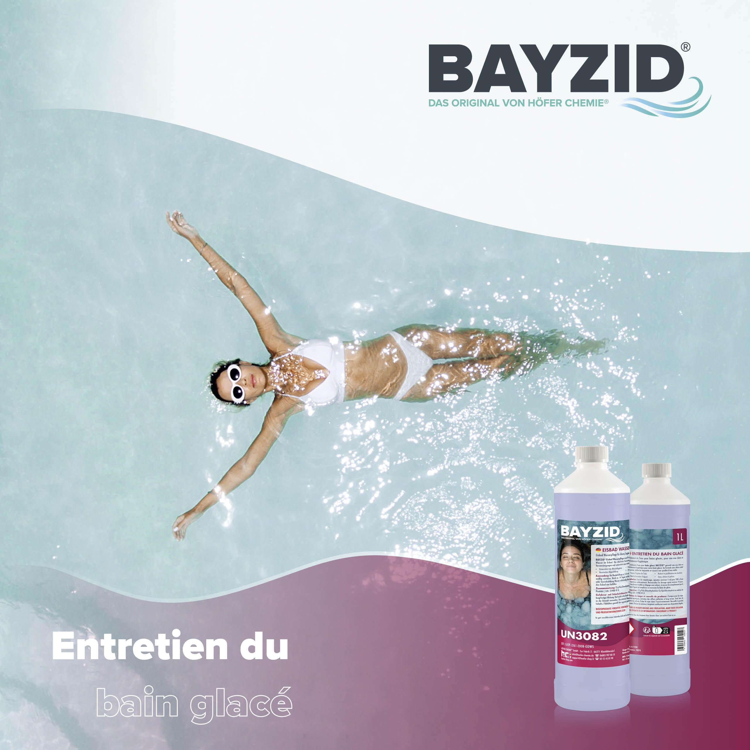 Bayzid Entretien Bain Glacé 6 x 1 L - Désinfection Longue Durée | Traitement de l’Eau sans Chlore pour Bains Froids & Tonneaux de Glace - Anti-Bactéries, Algues et Odeurs