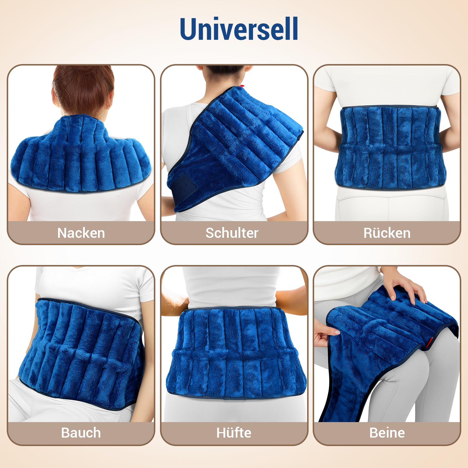 Comfytemp Körnerkissen Mikrowelle Wärmekissen für Rücken Bauch，Natürliche Leinsamen Feuchte Wärme Rückenwärmer Wärmegürtel Heizgürtel Periode（1,2kg）Geschenke