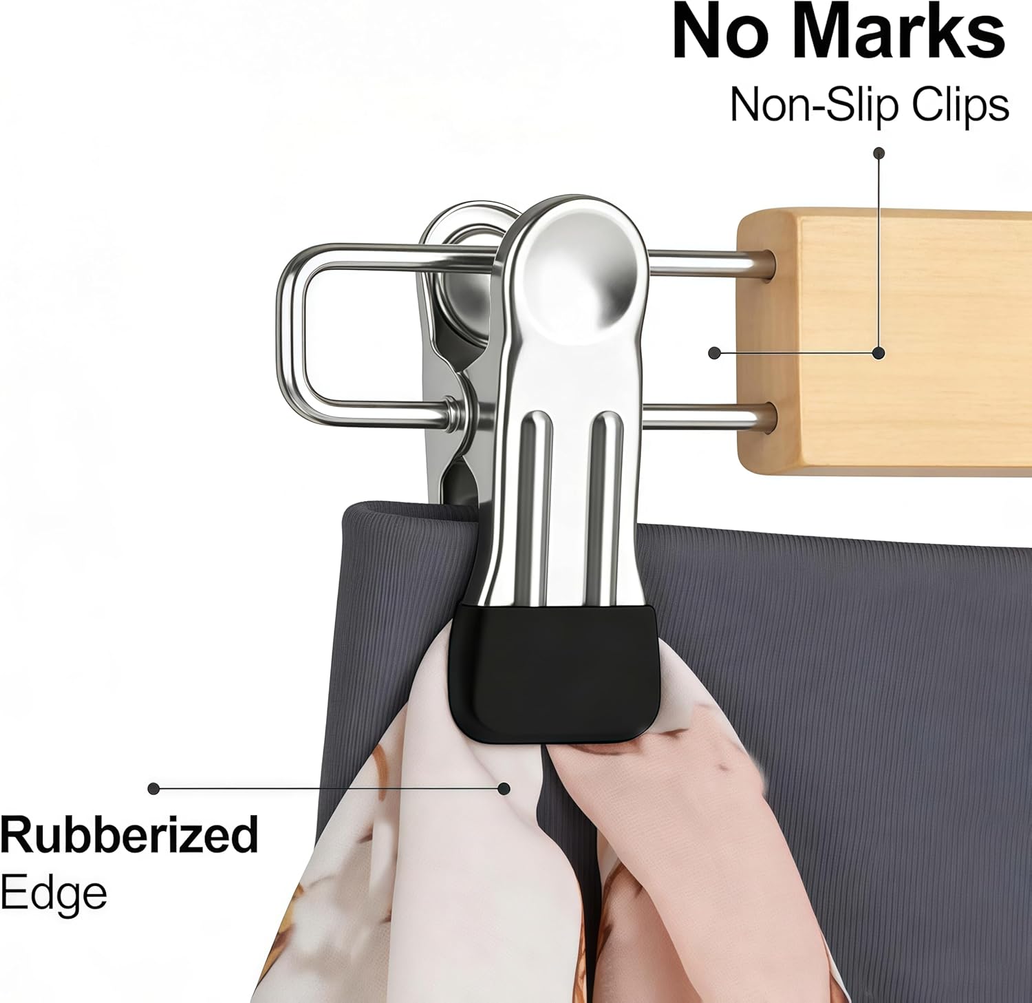 Wooden Leggings Hanger with 12 Clips, Space Saving Pants Hangers with Clips for Closet, Multi Hanger for Leggings, Skirts, Hats, Scarves, Ideal Home Organizer Gift Non-Slip Hangers (5, Wood Color)