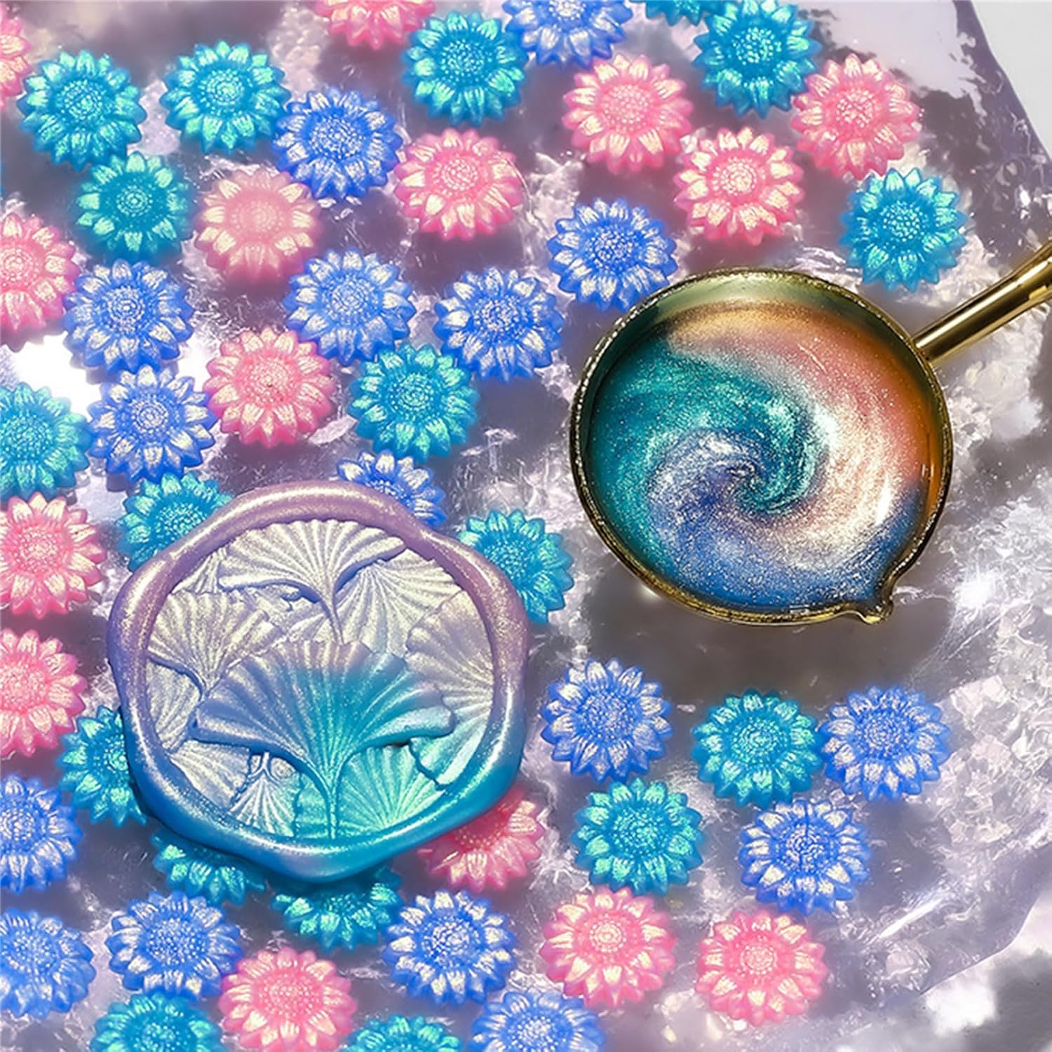 ZEPFJHE 100Pcs Flower Wax Seal Beads Colorful Wax Seal Beads For Wax