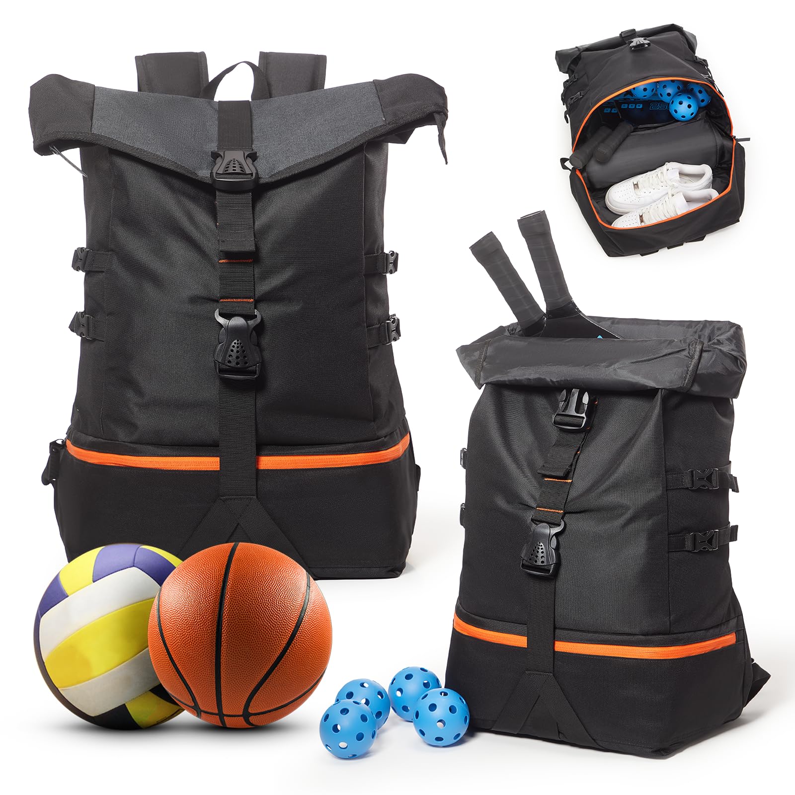 Zaino Sportivo Impermeabile 3 in 1 Uomo Donna con Scomparto Scarpe | Borsa Viaggio e Palestra, Leggero, Antipioggia. Perfetto per Pickleball, Padel, Tennis, Basket, Pallavolo, Calcio