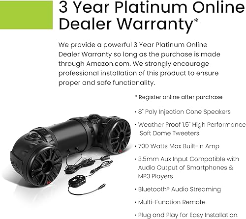 Miniatura 39 de BOSS Audio Systems Sistema de sonido ATV8BRGB ATV UTV – Altavoces de 8 pulgadas, tweeters de 1.5 pulgadas, rango completo, IPX5 resistente a