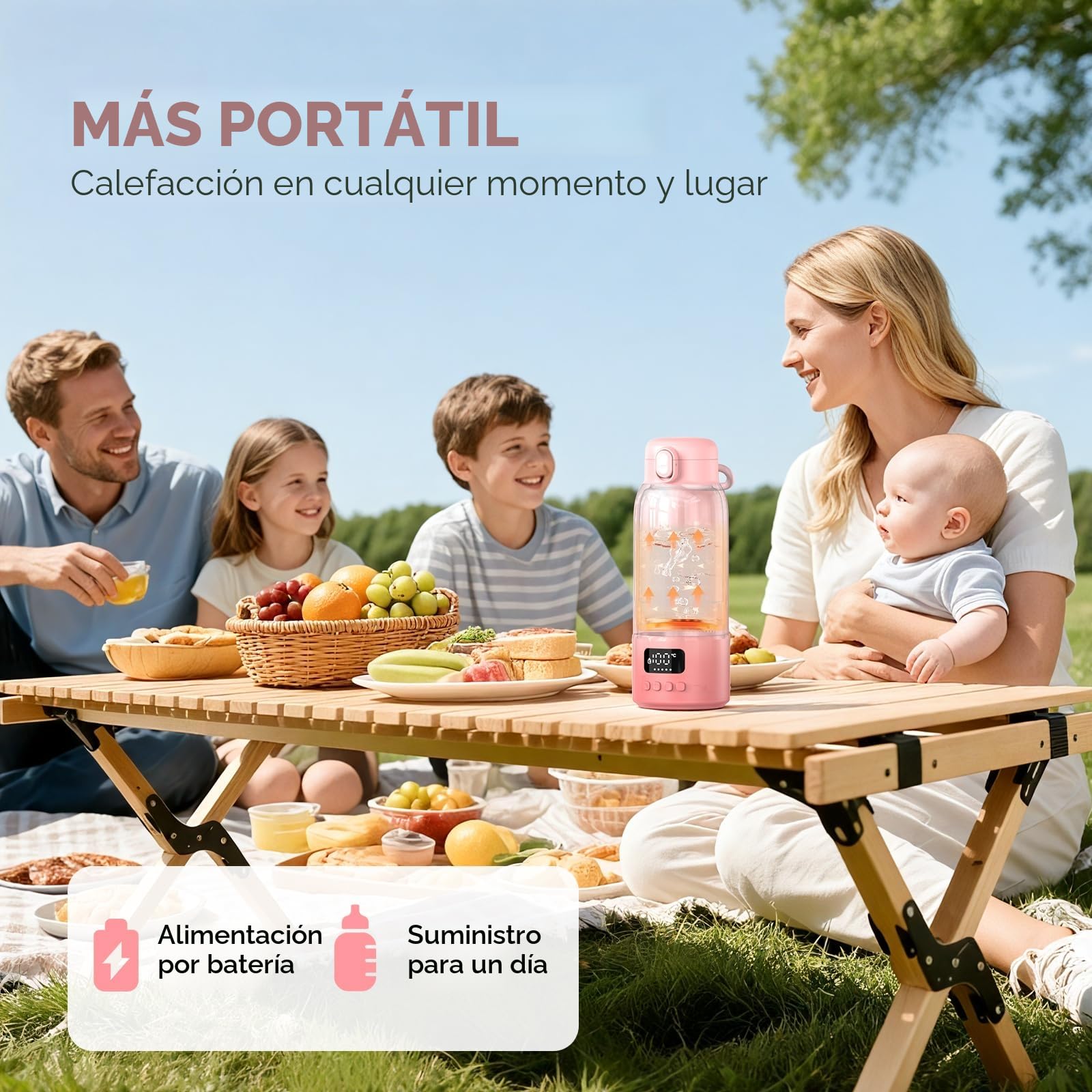 500ml Calienta Biberones Portatil para Viaje: Calentador Rápido de Leche Materna y Agua para Bebés, Calentamiento Aquecedor con Batería Contenedor Interior de 316L Acero Inoxidable