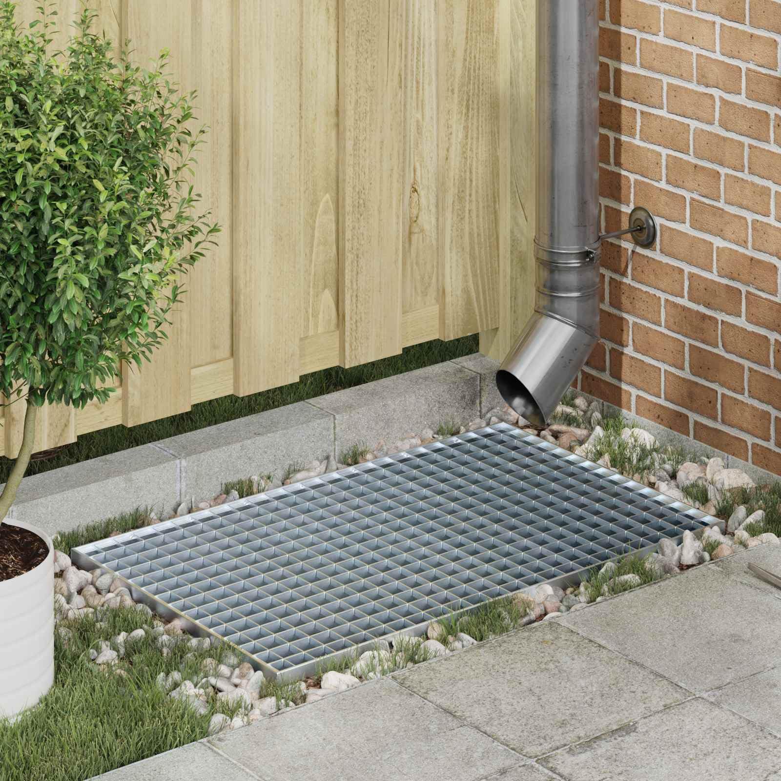 Industrie Gitterrost 80 x 50 x 2 cm aus feuerverzinktem Stahl - Rutschfestes Metallgitter für Hof, Terrasse und Bodenabdeckung