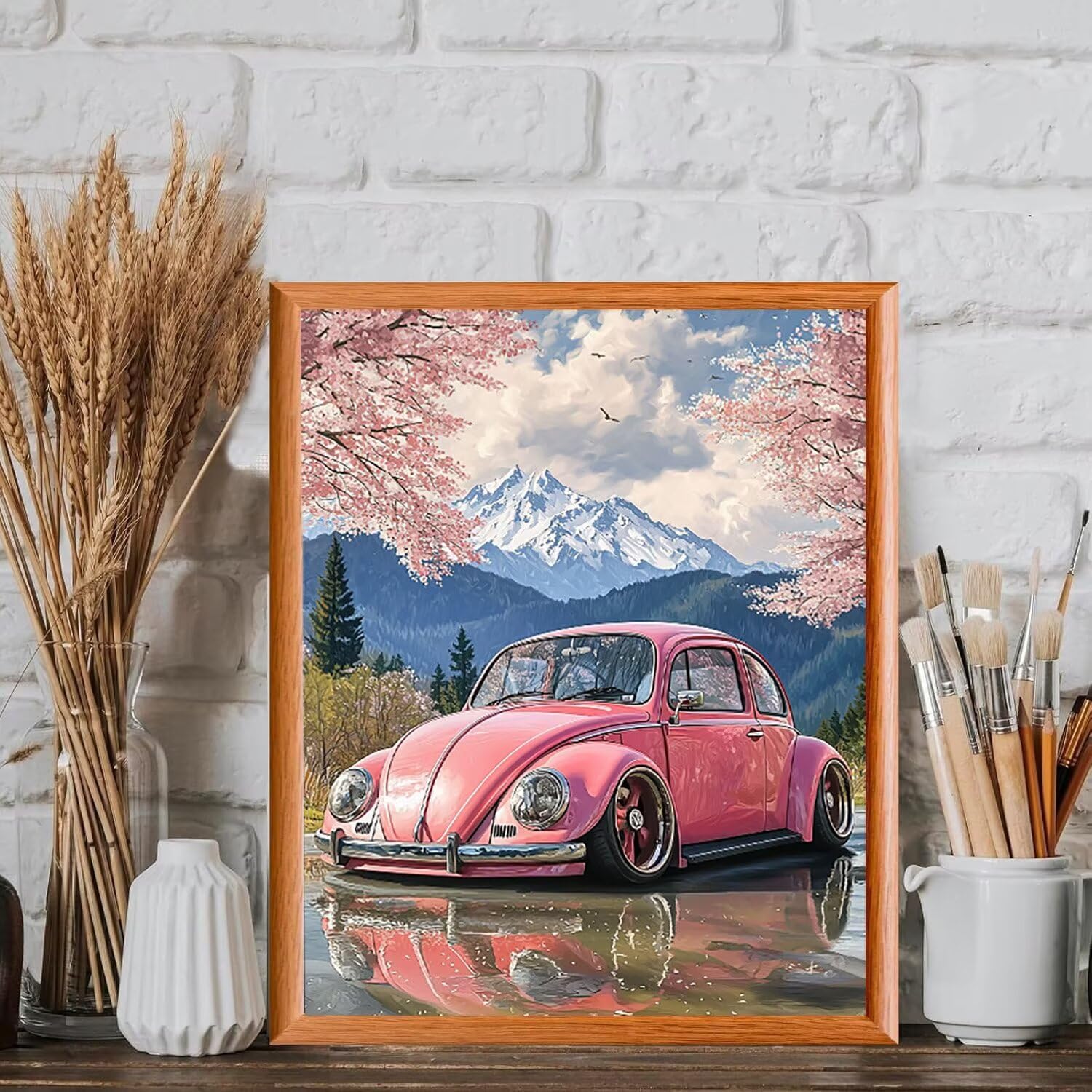 WEISHIWE Malen nach Zahlen Erwachsene Landschaft mit Auto, 70x90cm x-227 | Handgemalt Ölgemälde Kit für Mädchen Jungen ab 7 8 9 Jahre, Rahmenlos, für die Wanddekoration zu Hause, DIY Acrylmalerei