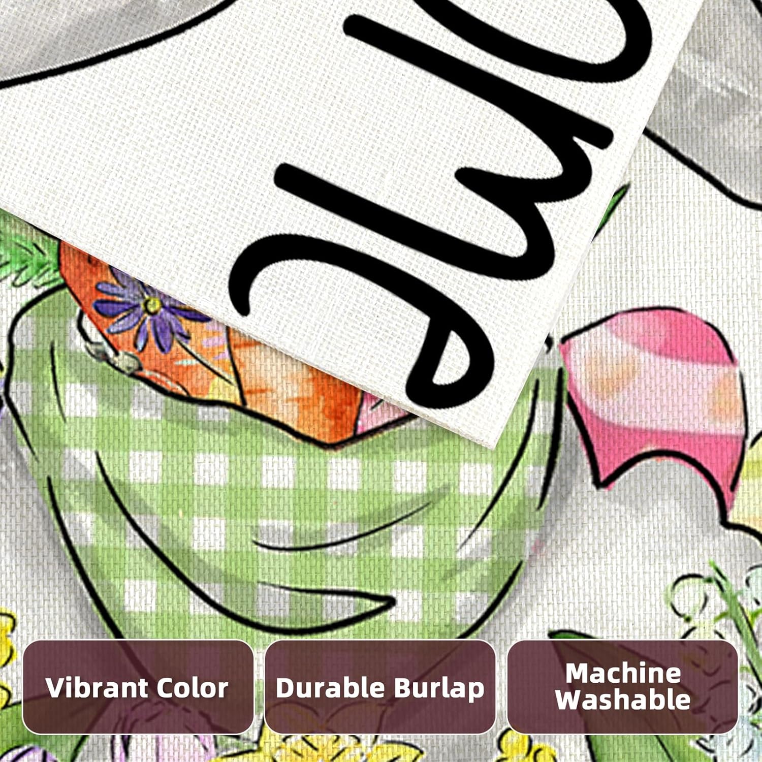 Welcome Easter Garden Flags for Outside, Watercolor Bunny with Carrot Eggs Flowers Small Seasonal Decoration for Holiday Anniversary Yard Outdoor Decor 12x18 Inch Double Sided - Image 8