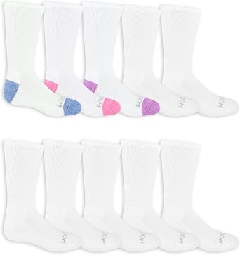 Fruit of the Loom Girls Everyday Lightweight Sport Crew Socks 10 Pack