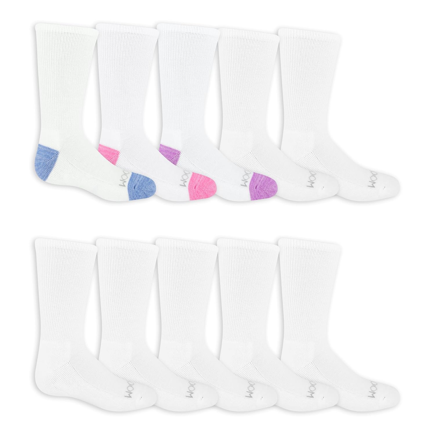 Fruit of the Loom Girl's Everyday Essential Soft Cushion Casual Crew Sock, (Large, White Multi) - Review, Price and Buying Guide