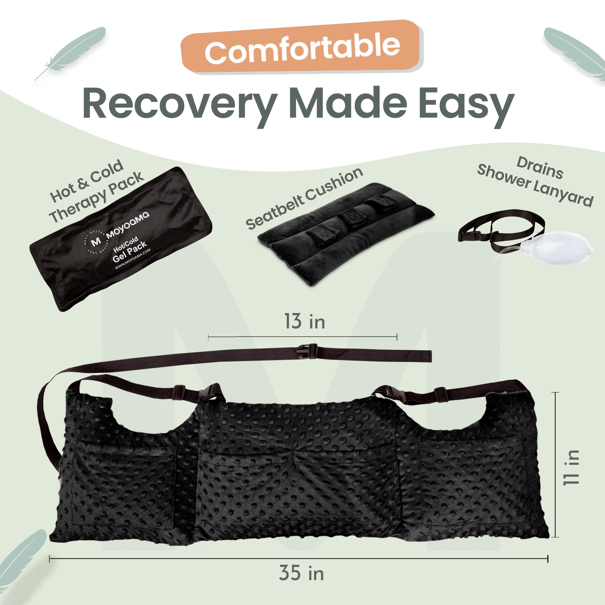 MOYOAMA Almohada posmastectomía – Almohada postoperatoria para Coche, reducción y Aumento de Senos, Almohada de Pecho después de cirugía cardíaca, imprescindible para recuperación de mastectomía,