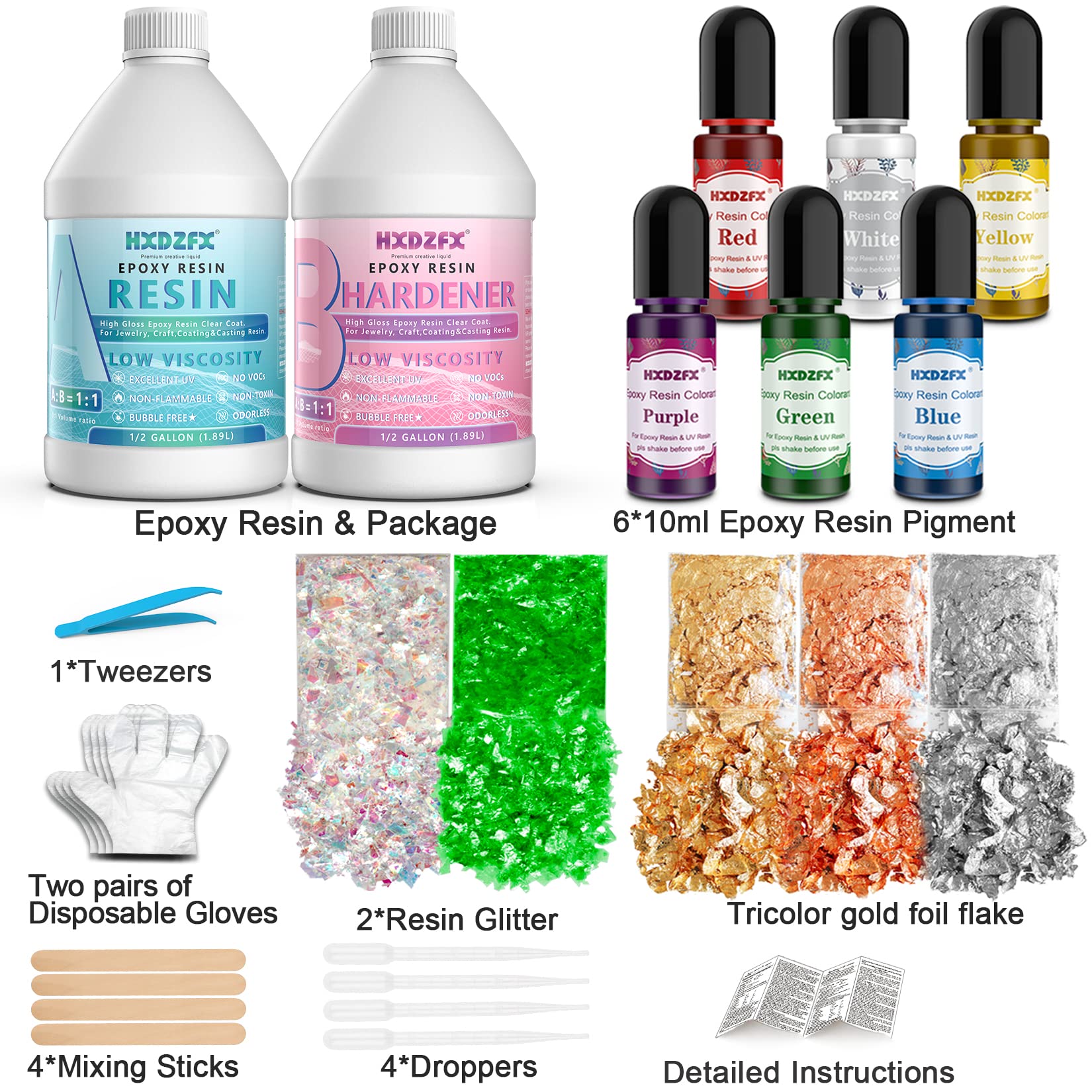 1 Gallon Epoxy Resin Clear Crystal Coating Kit 2 Part Casting Resin