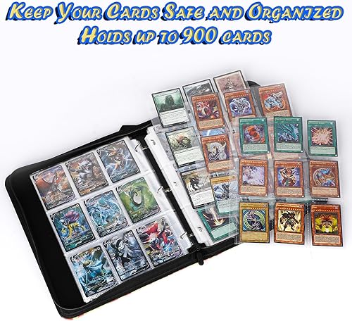 Miniatura 7 de Carpeta de tarjetas de 900 bolsillos con mangas, soporte para tarjetas intercambiables, álbum de almacenamiento de tarjetas Yugioh, organizador de