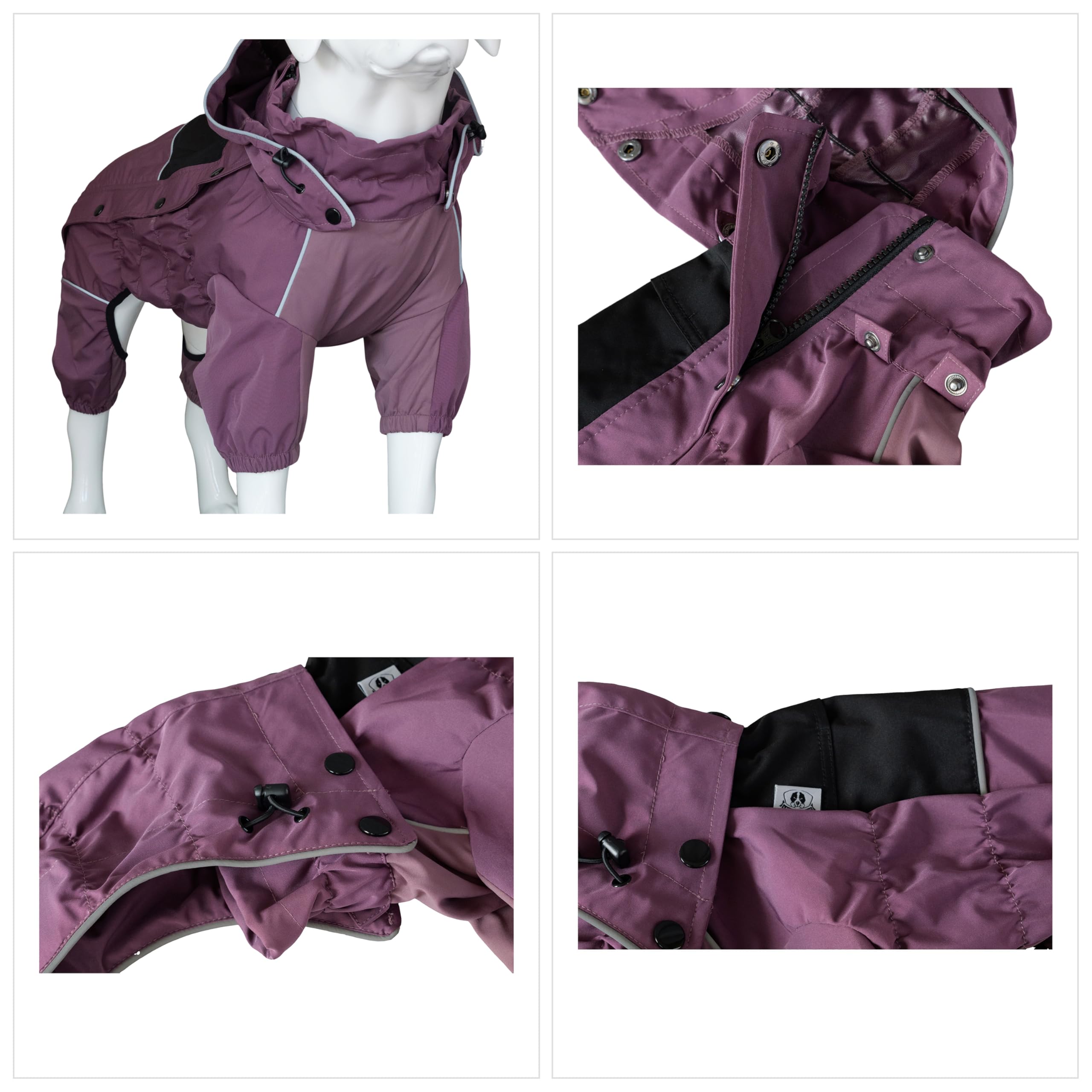 LOVELONGLONG Waterproof Dog Raincoat with Removable Hood, Outdoor Full Body Dog Jacket, Windproof Snowproof Shell Suit - Image 3