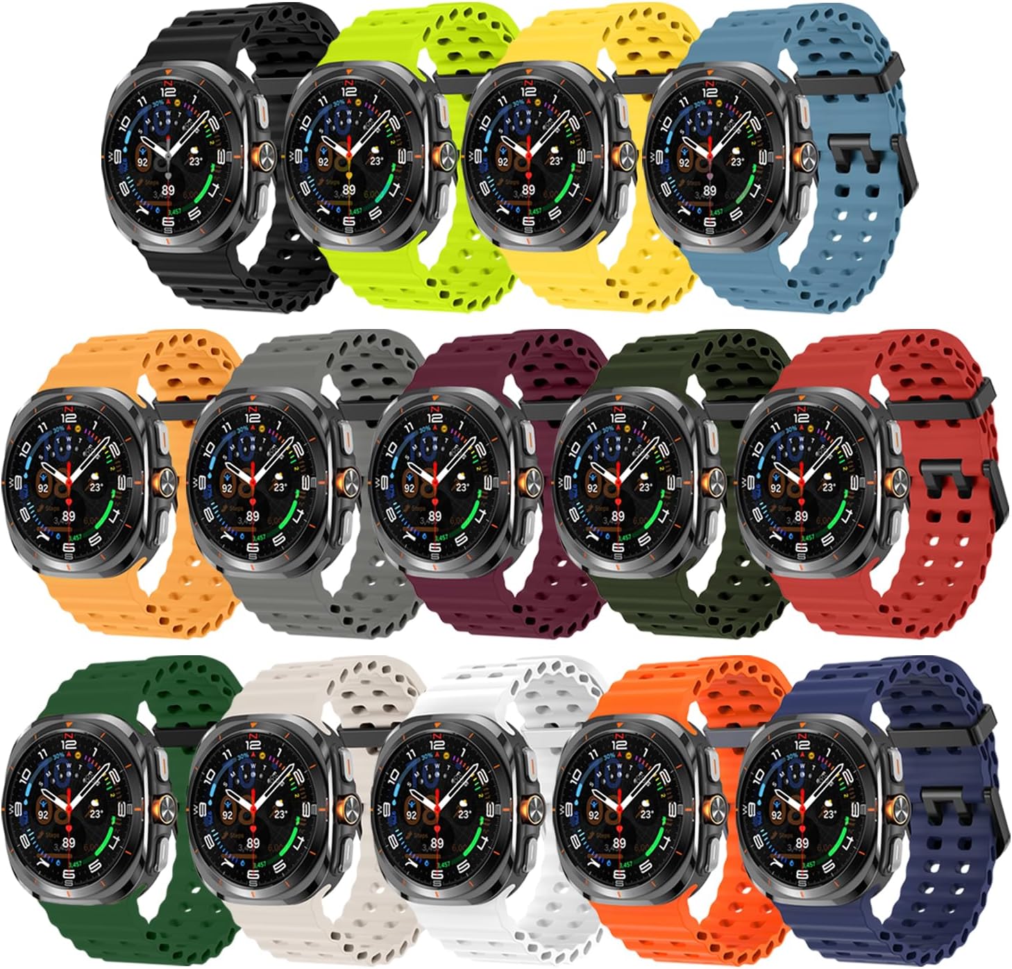 Sport Silicone Bands Compatible for Samsung Galaxy Watch Ultra 47mm (2025/2024), Breathable Wristband Waterproof Replacement Soft Silicone Strap for Men Women