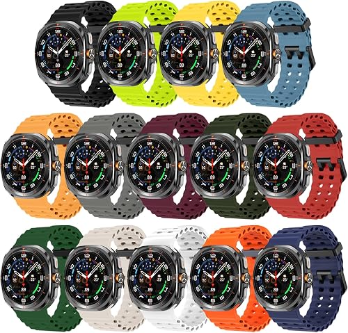 Sport Silicone Bands Compatible for Samsung Galaxy Watch Ultra 47mm (2025/2024), Breathable Wristband Waterproof Replacement Soft Silicone Strap for Men Women