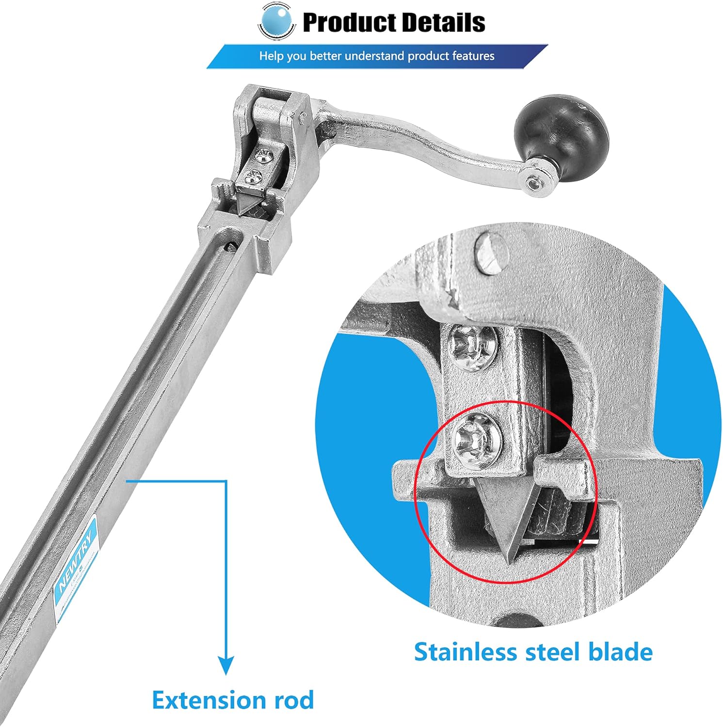 NEWTRY Commercial Tin Can Opener Manual Professional Canning Bottle Knife with Plated Steel Base for Restaurant Bar (large)