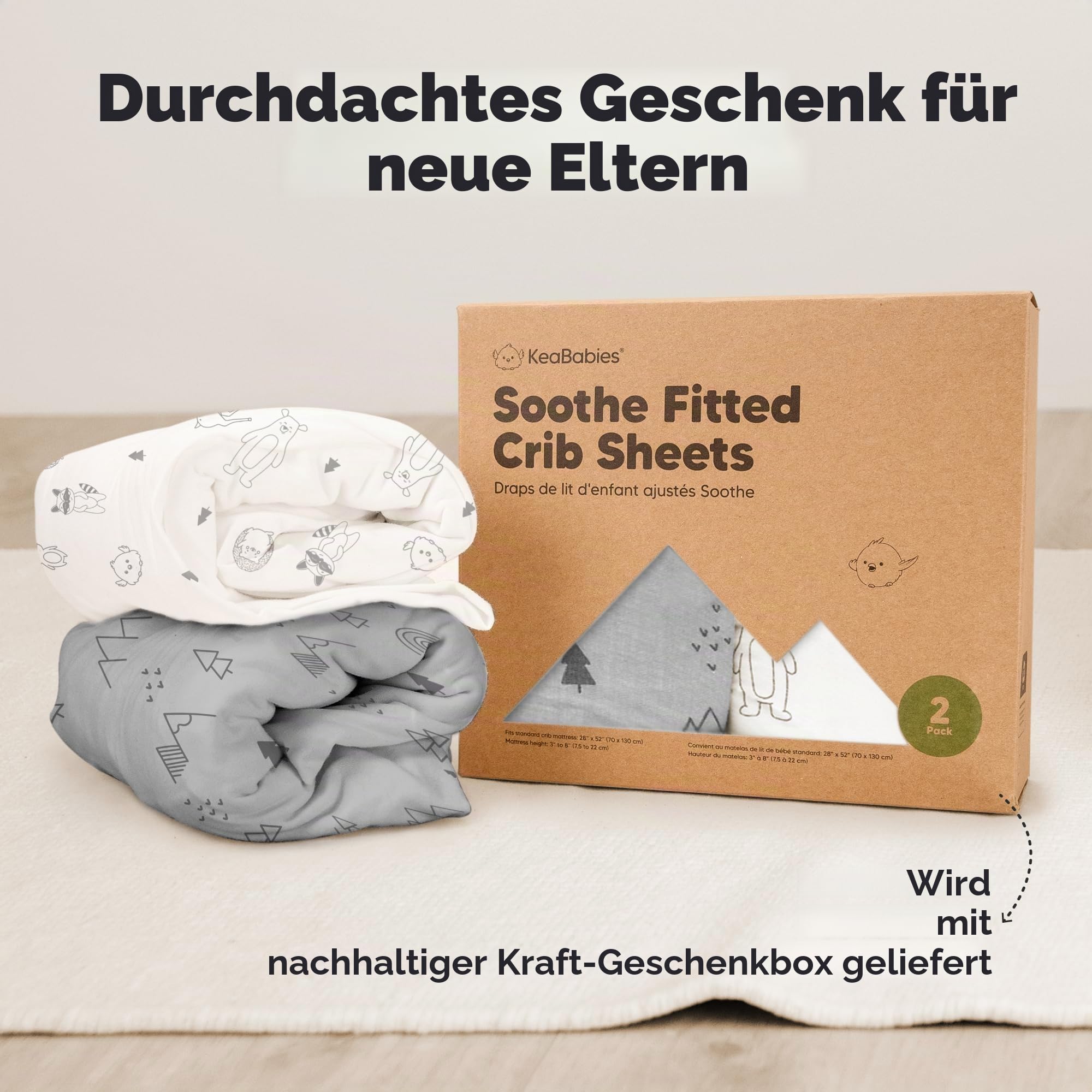 Baby Spannbettlaken 70x140 - Baby Bettwäsche Spannbetttuch, 2er Pack Bettlaken Babybett, Spannbettlaken Kinderbett, Spannbettlaken für Babybetten, Baumwolle Bettlaken Kinderbett(Woodland) | Spannbettlaken für Kinderbetten, neutral, atmungsaktiv, für Babyb