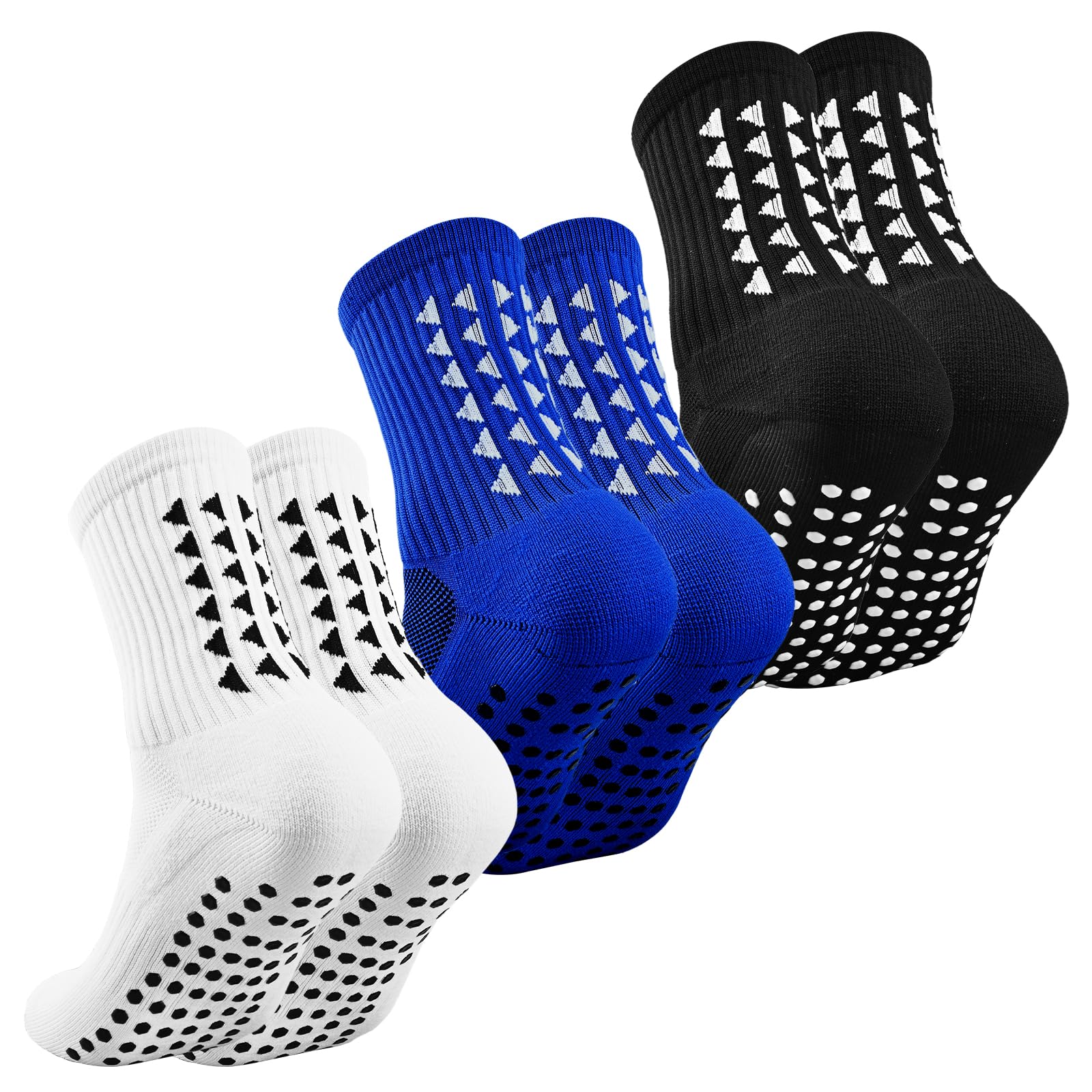 3 Pairs Breathable Kids Grip Socks, Sweat-Absorbent Boys Socks, Grip Socks Football Kids for Running Hockey Football — view 10