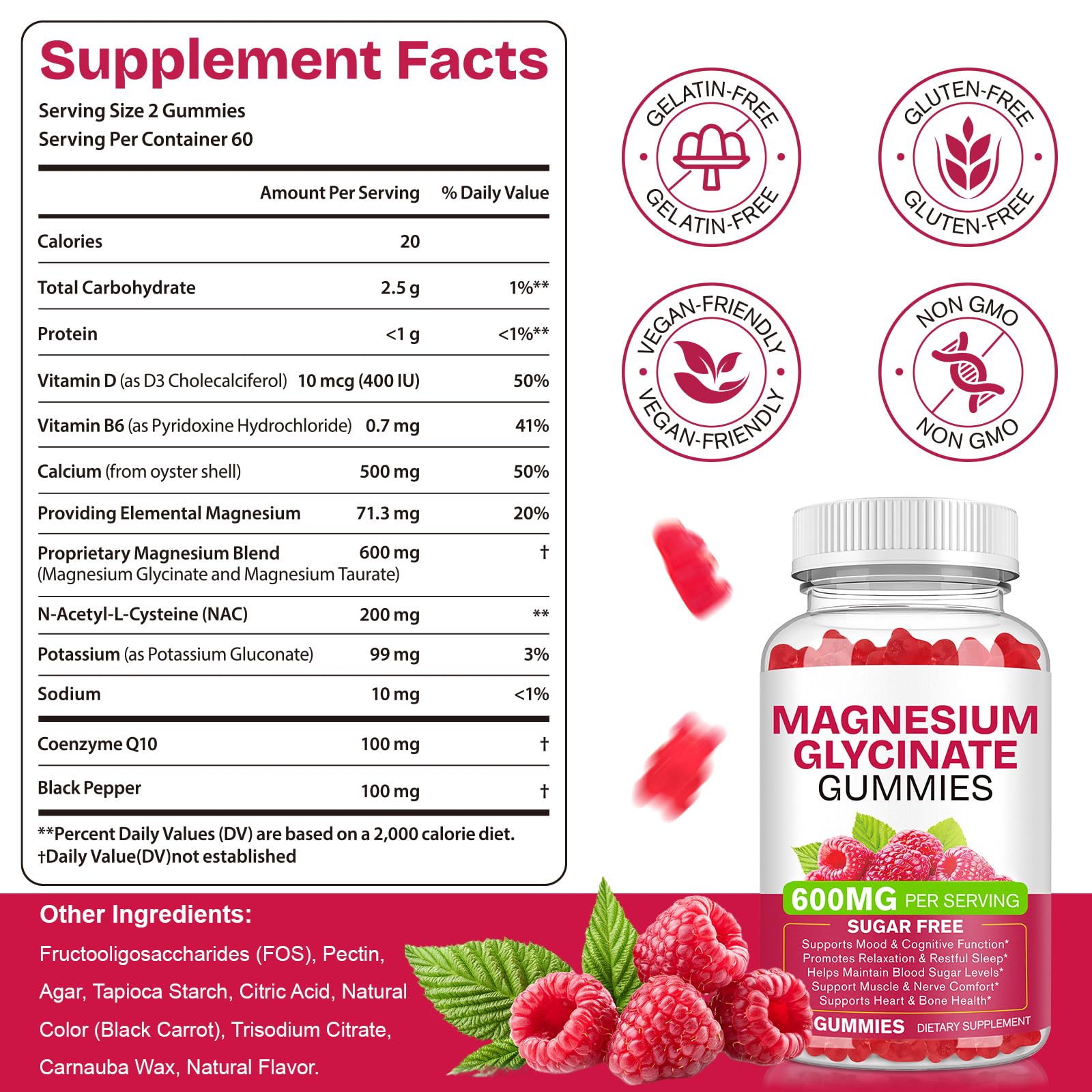Magnesium Glycinate Gummies 120 Count - Sugar Free Magnesium Supplement - Supports for Sleep, Memory, Mood, Muscle, Relaxation, Heart & Bone Health — Amazon image 4