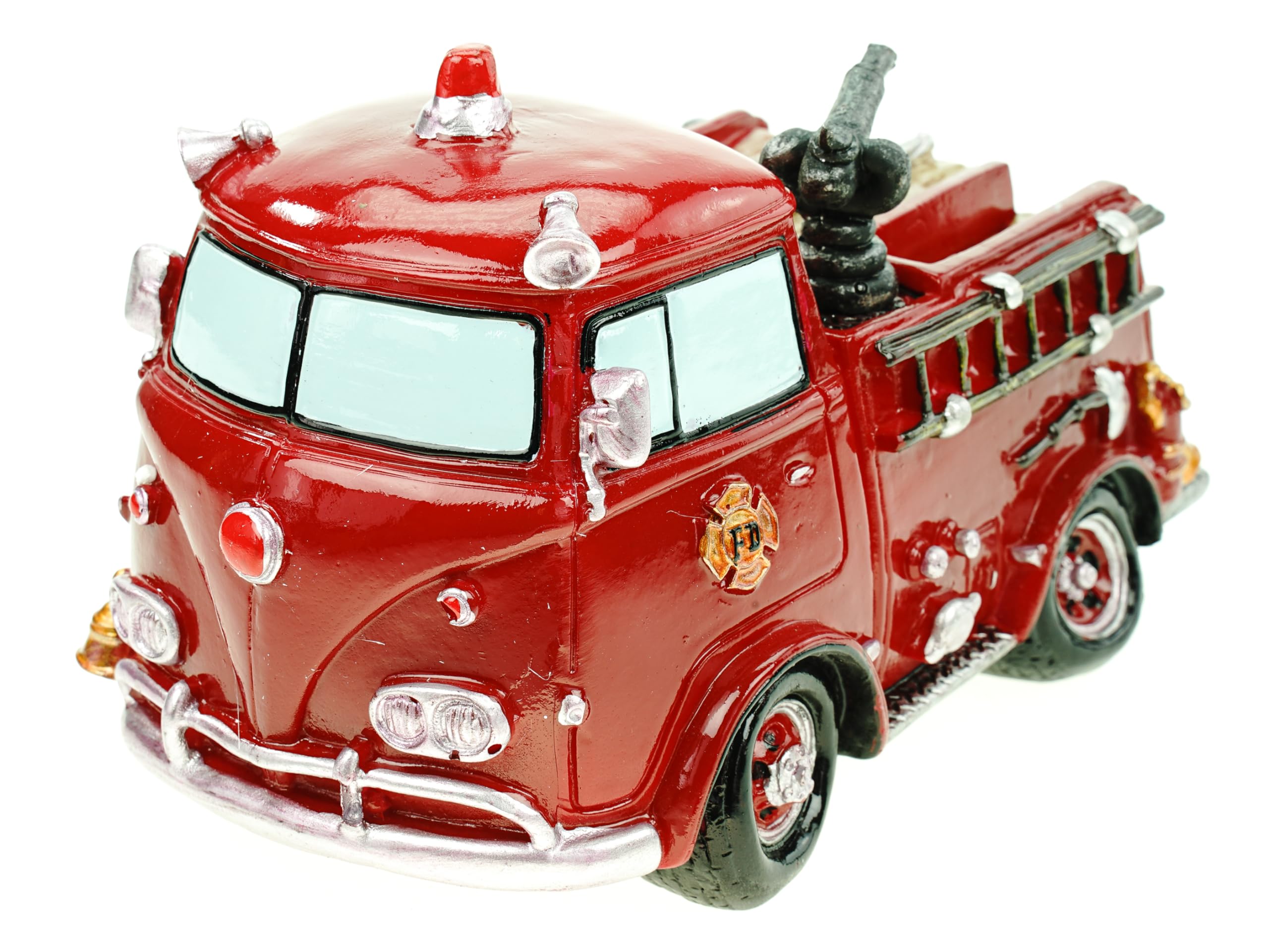 Fire truck piggy bank money savings box with screw closure figure