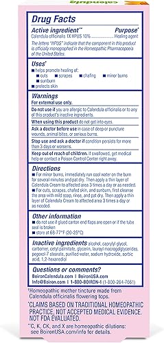 Miniatura 8 de Boiron Crema de caléndula para aliviar erupciones, irritaciones de la piel, quemaduras de afeitar, picaduras de insectos o quemaduras solares, no