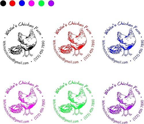 Miniatura 7 de Sello personalizado de granja de pollos autoentintado Sellos comerciales de huevos de gallina con letra redonda Sello de dirección