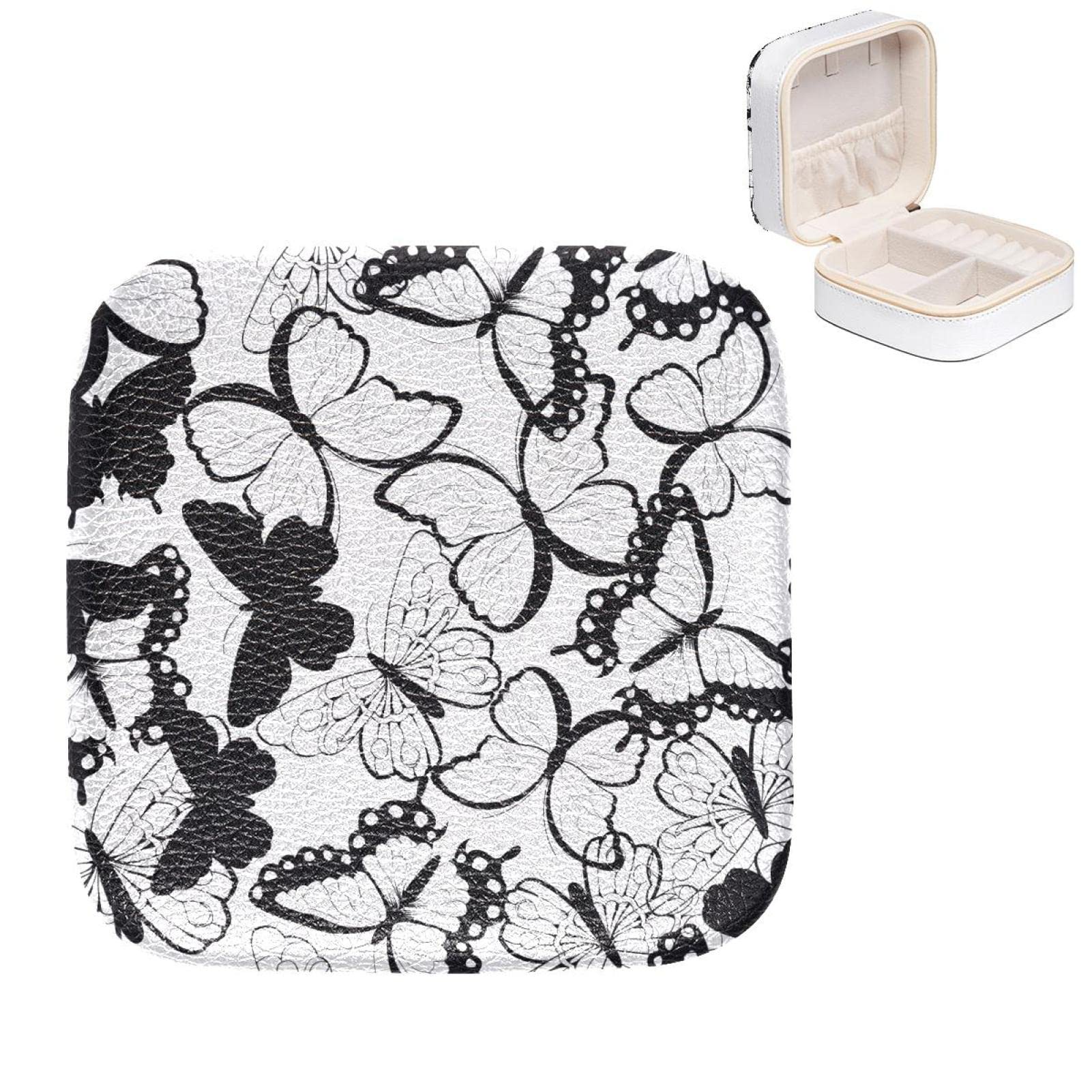 Boîte à bijoux papillon noir pour bagues et boucles d'oreille 10.5cm