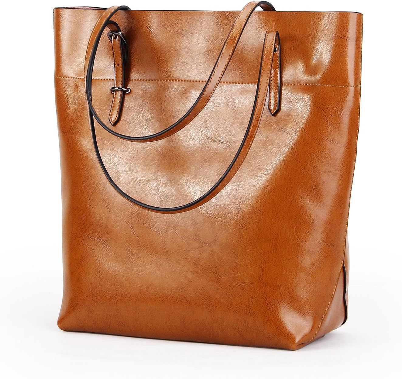 [Azame] 縦型 本革トートバッグ レディース 大容量 A4 仕切り 男女兼用 ハンドバッグ 肩掛け ビジネスバッグ 仕事 sa5288ku (オーカー/ocher)