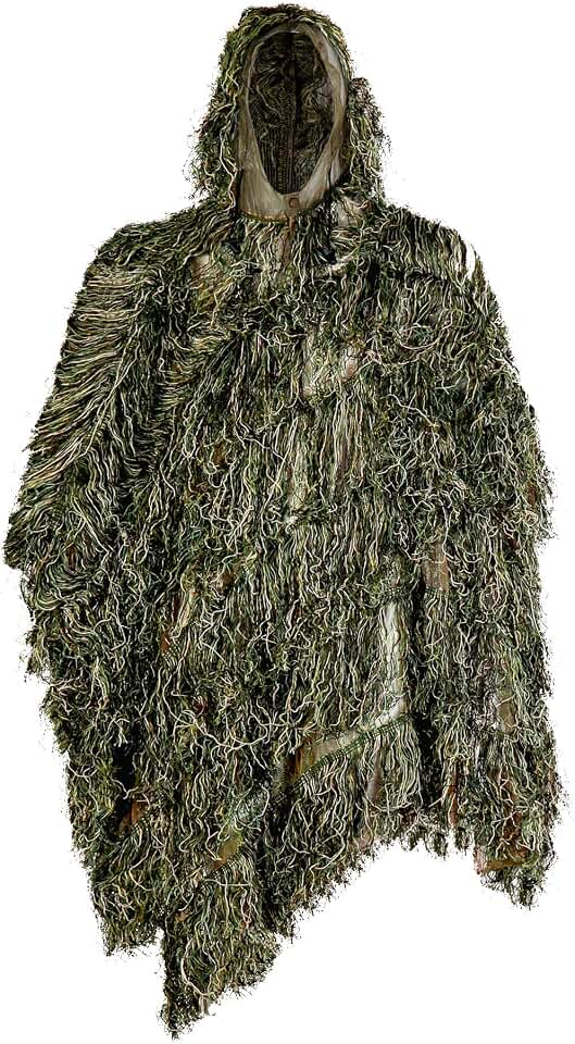 AUSCAMOTEK Ghillie - Poncho de traje para caza y observación de pájaros, capa de camuflaje verde y desierto