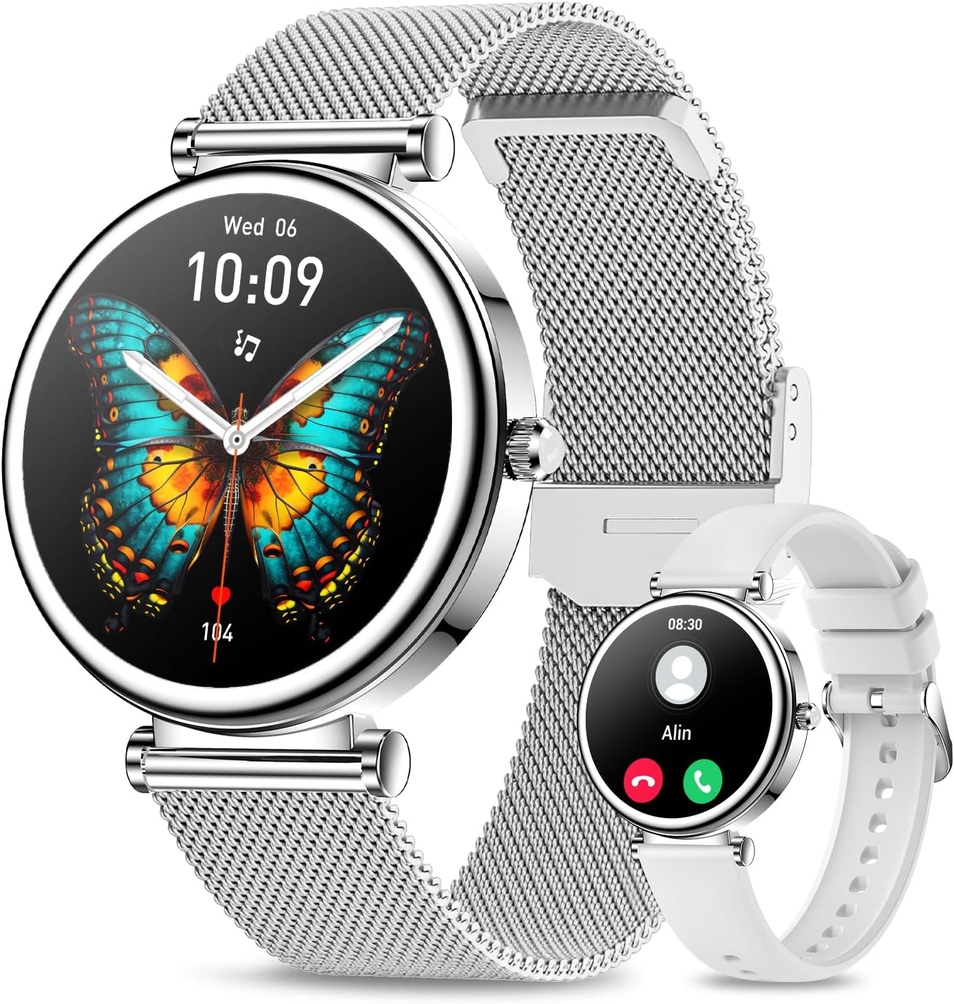 Efolen Smart Watches For Women(Make/Answer Call)，1.27" Activity Fitness Tracker Smartwatch For Android iOS 100+ Sport Modes Blood Pressure/Heart Rate/Sleep Monitor/Pedometerstep IP67 Waterproof Silver