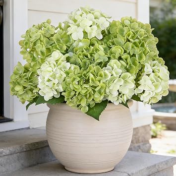 INXUGAO Artificial Flowers Fake Outdoor Hydrangea Bouquets with Long Stems, 3Pcs 18" Faux Green Hydrangeas with Latex Real Touch for Outdoors, Wedding, Baby Shower and Party Decor