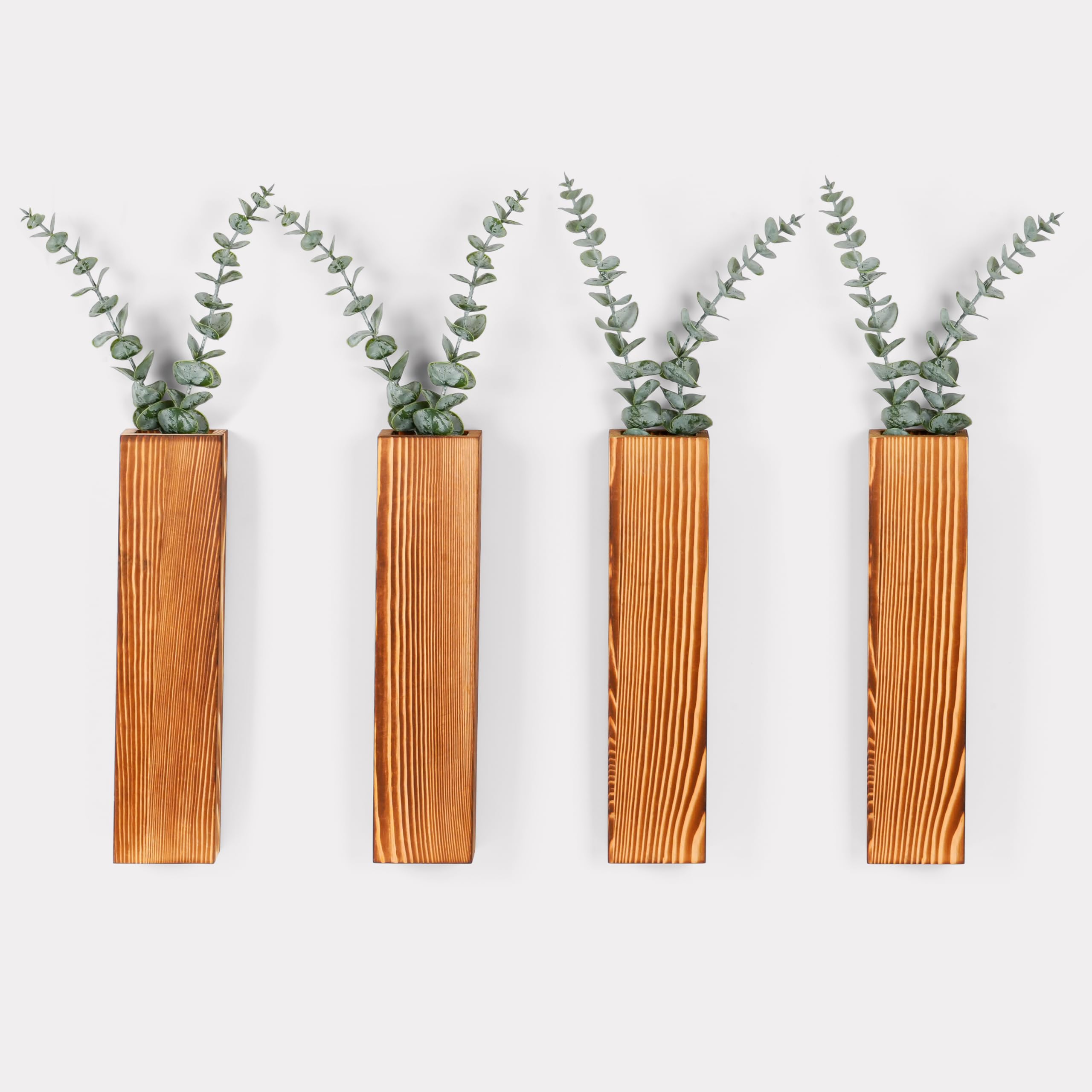 Winter Shore Jardinera Pared de Madera (Pack de 4) - Jardineras Colgantes Plantas de Interior - Maceta Colgante de Madera para Uso de Oficina - Jardinera Grande - Jardinera Vertical