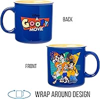 Vista 5 de Silver Buffalo - Taza de cerámica de campamento de A Goofy Movie de Disney, diseño retro con Goofy, Max Goof, Roxanne y Bobby Zimmeruski, 20 onzas