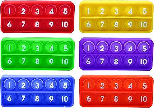 Proweber Ten Frame Pop Math Manipulatives - Juego de 6 juguetes de silicona para la ansiedad para aulas de jardín de infantes - Atractivos juguetes