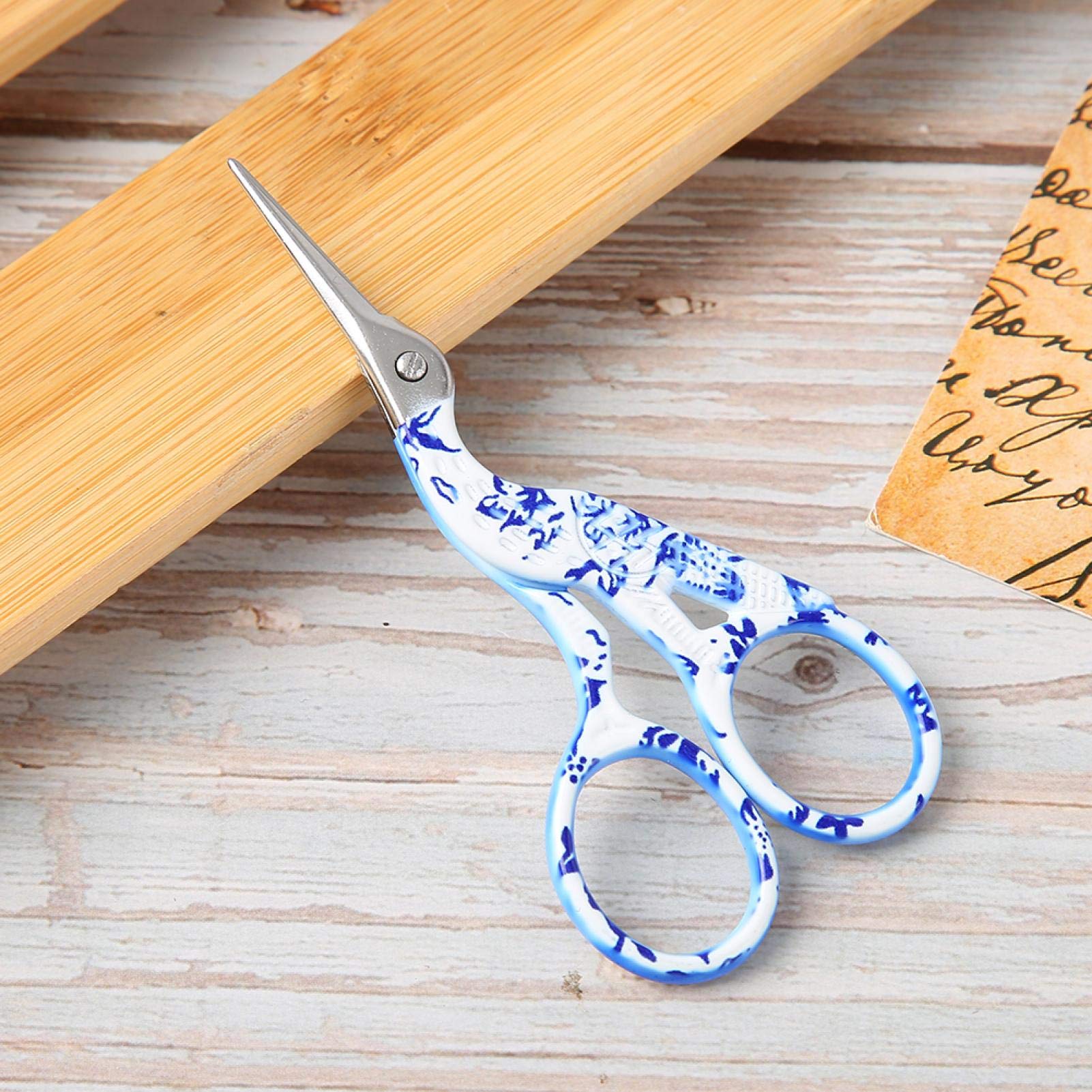 Embroidery Scissors – Fast Cutting Sewing Scissors, Vintage Porcelain Style, Small Blue For Tailoring
