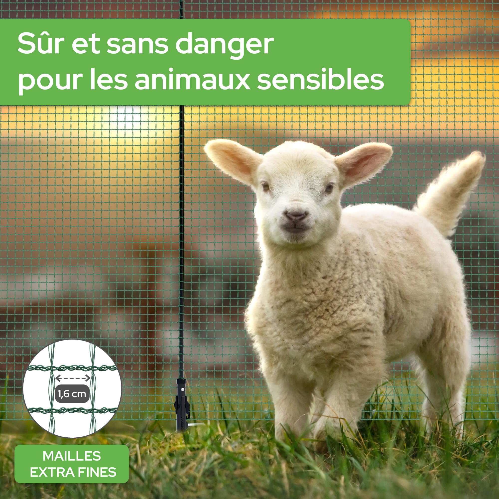 Arebos Clôture mobile 20 m | Filet de clôture 90 cm de hauteur avec 15 poteaux | Clôture de jardin flexible pour chiens, poules & petits animaux | Résistante aux intempéries